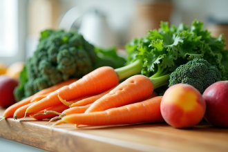 Assortiment de légumes et fruits riches en vitamine A