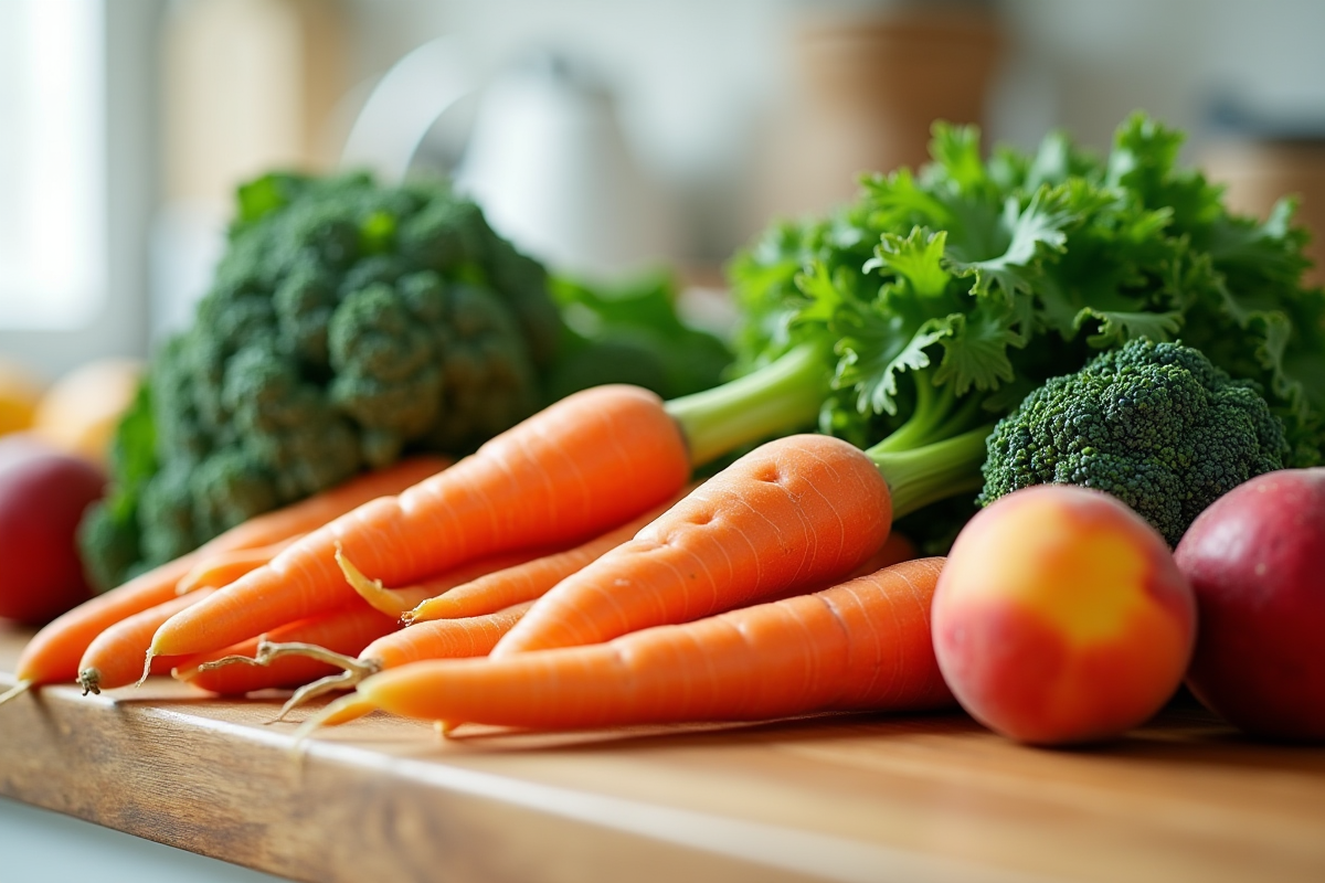 Assortiment de légumes et fruits riches en vitamine A