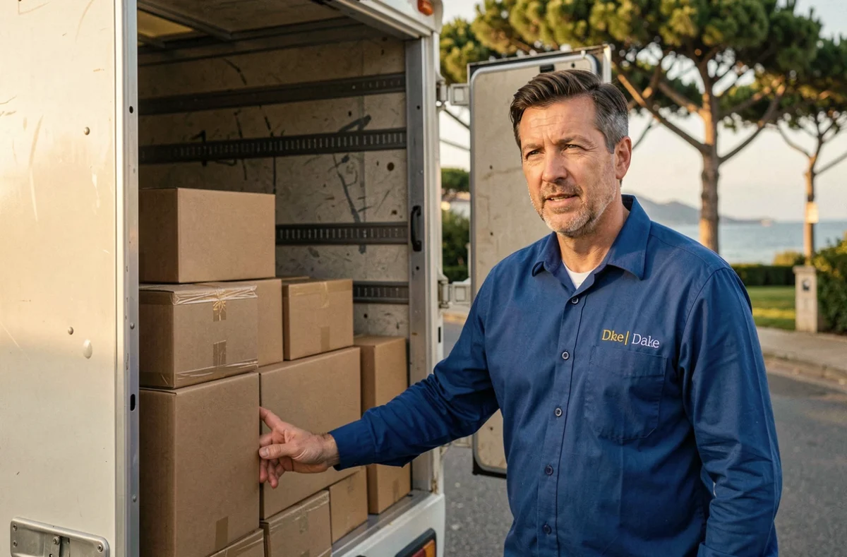 Responsable de Déménagements Sanzberro supervisant le chargement d'un camion à Anglet près de la côte atlantique