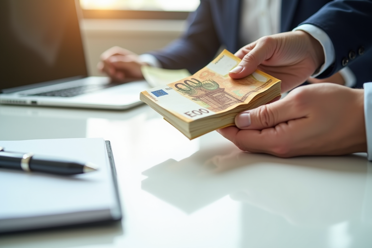 Deux mains échangeant des billets d