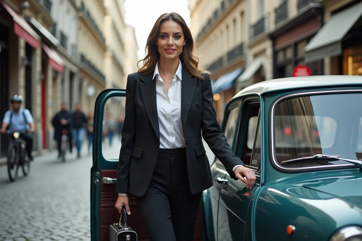 Femme sortant d