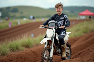 Garçon de 13 ans en motocross sur un vélo 85cc