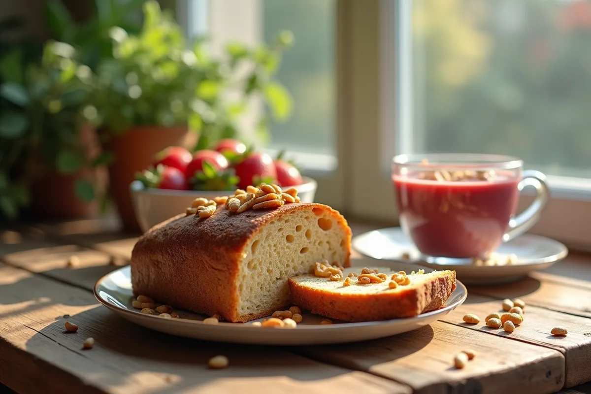 Petit-déjeuner sans gluten avec céréales et viennoiseries savoureuses