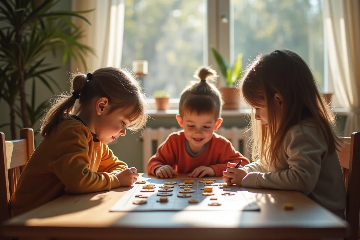Enfants jouant à un jeu éducatif en classe