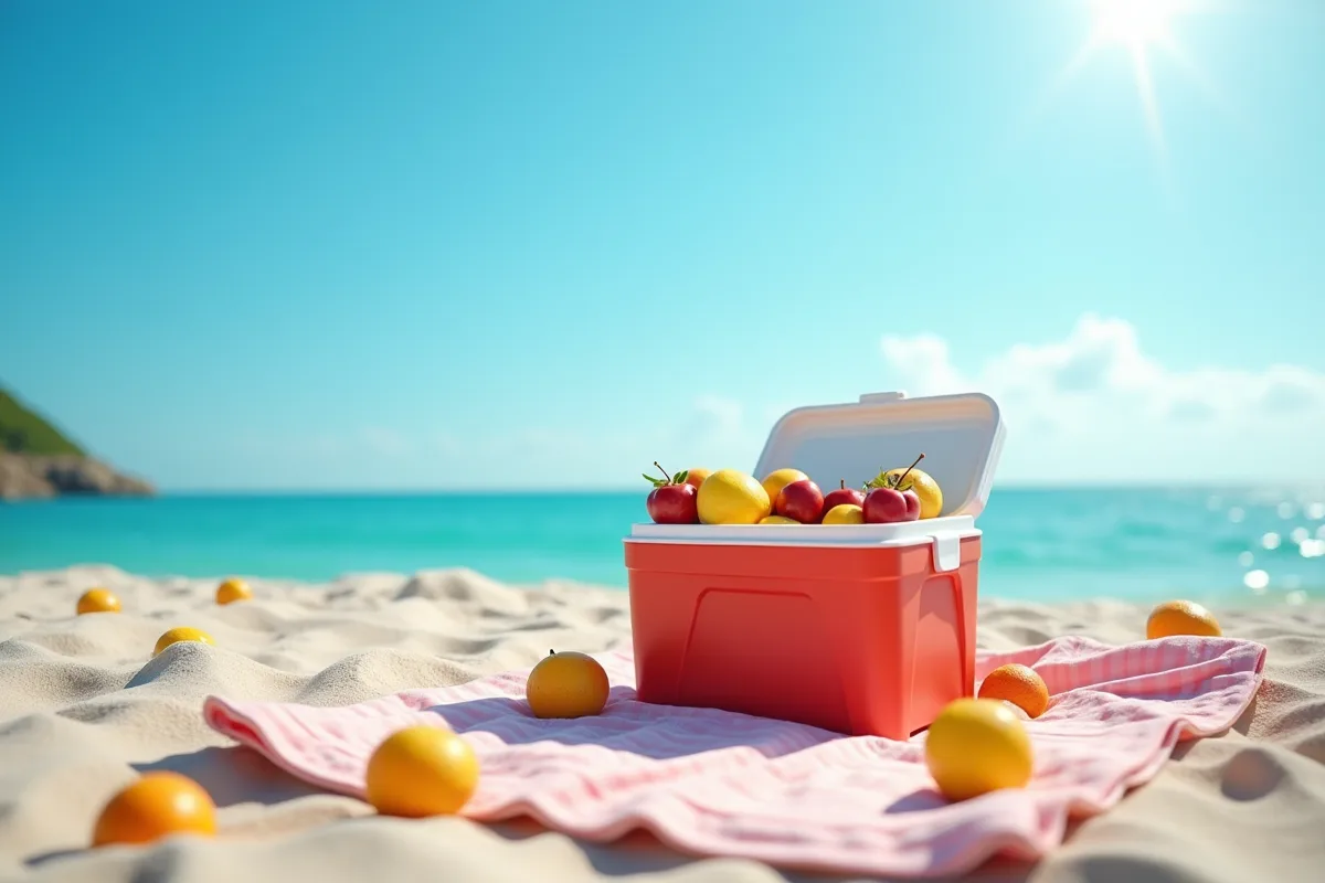 Mini-glacière gardant des aliments frais lors d'un pique-nique en été