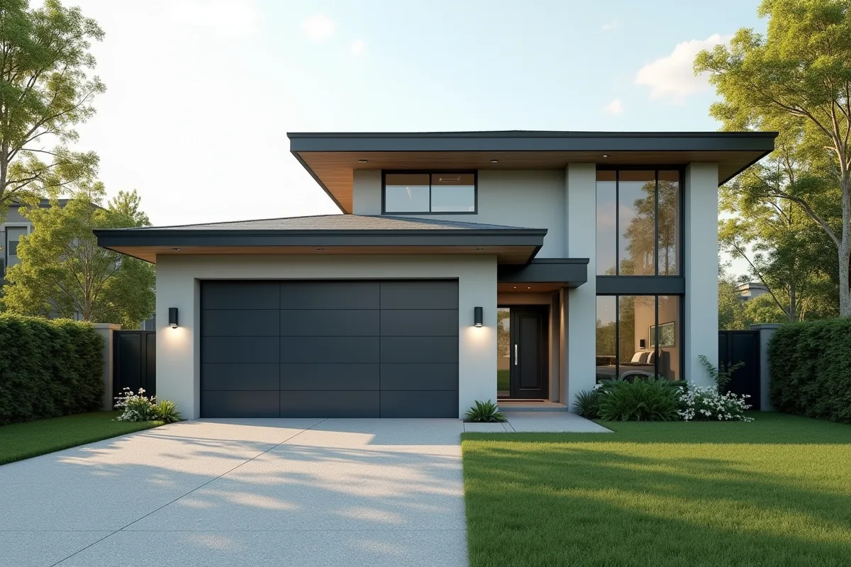 Portail de garage sectionnel avec isolation et design moderne