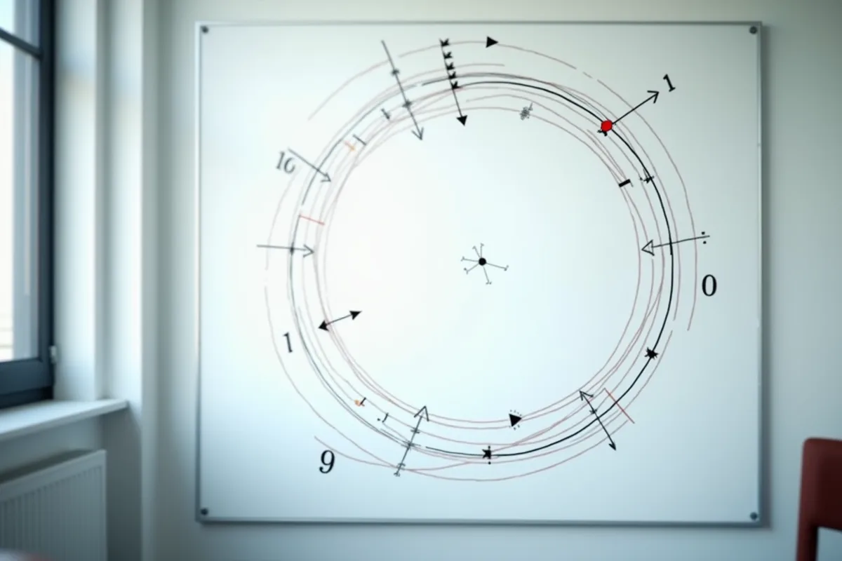 Schéma illustrant la différence entre mouvement circulaire et mouvement de rotation