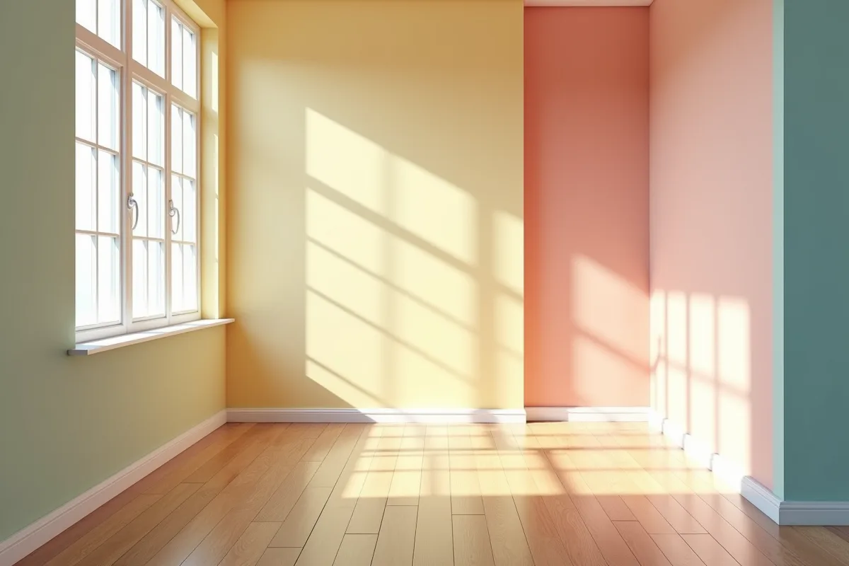 Corridor élégant avec couleurs claires et lumière naturelle accueillante