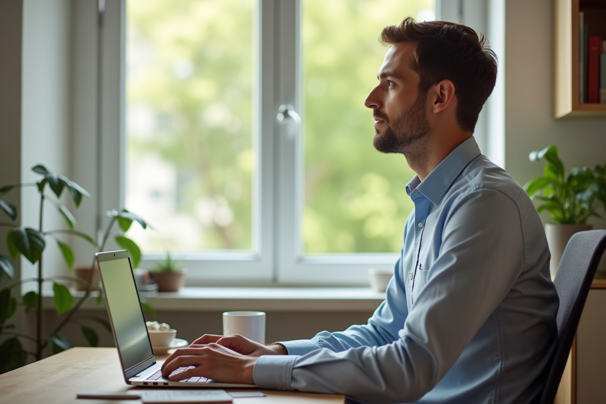 Jeune homme travaillant dans un bureau à domicile