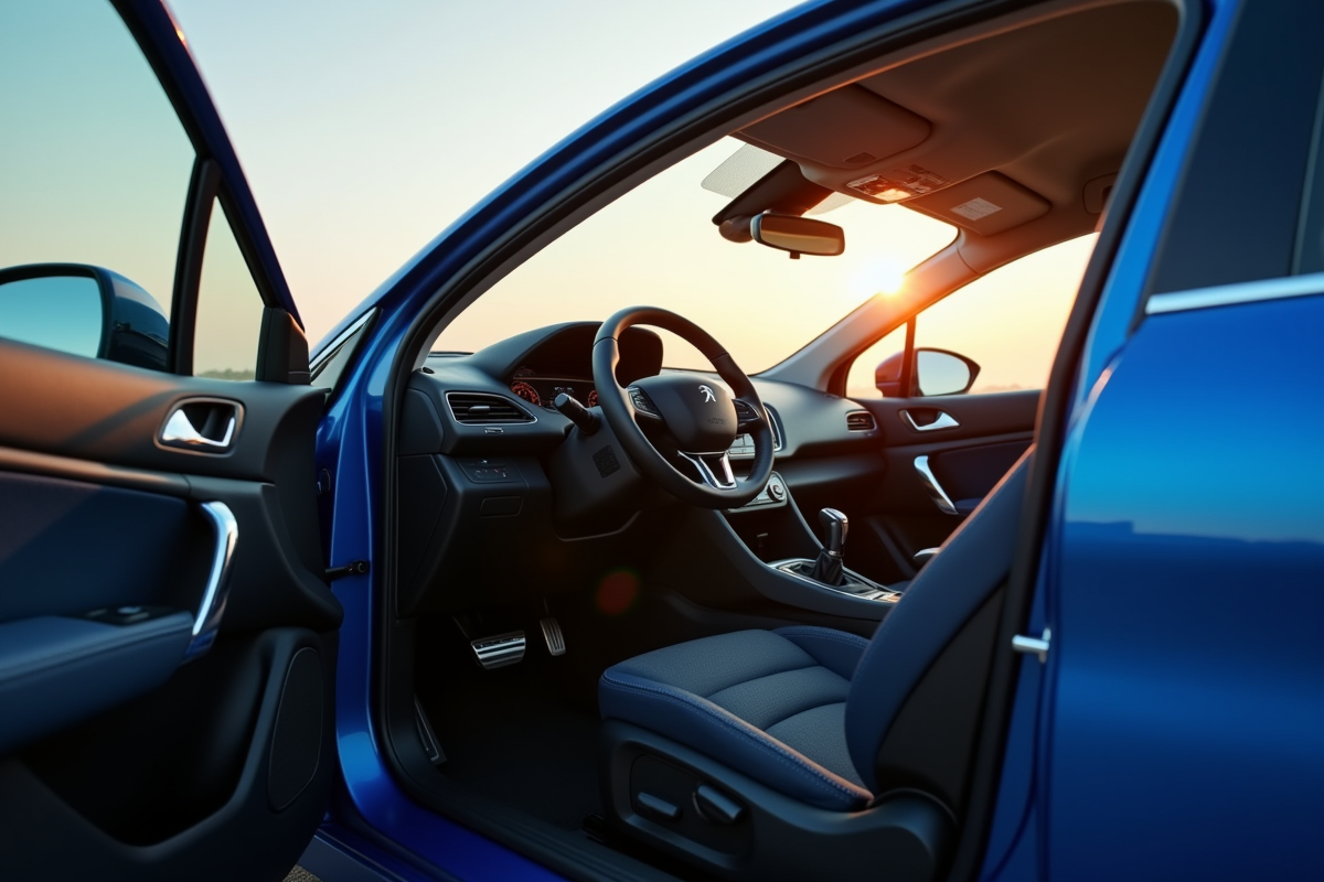 Intérieur de la Peugeot 308 vue de la portière ouverte