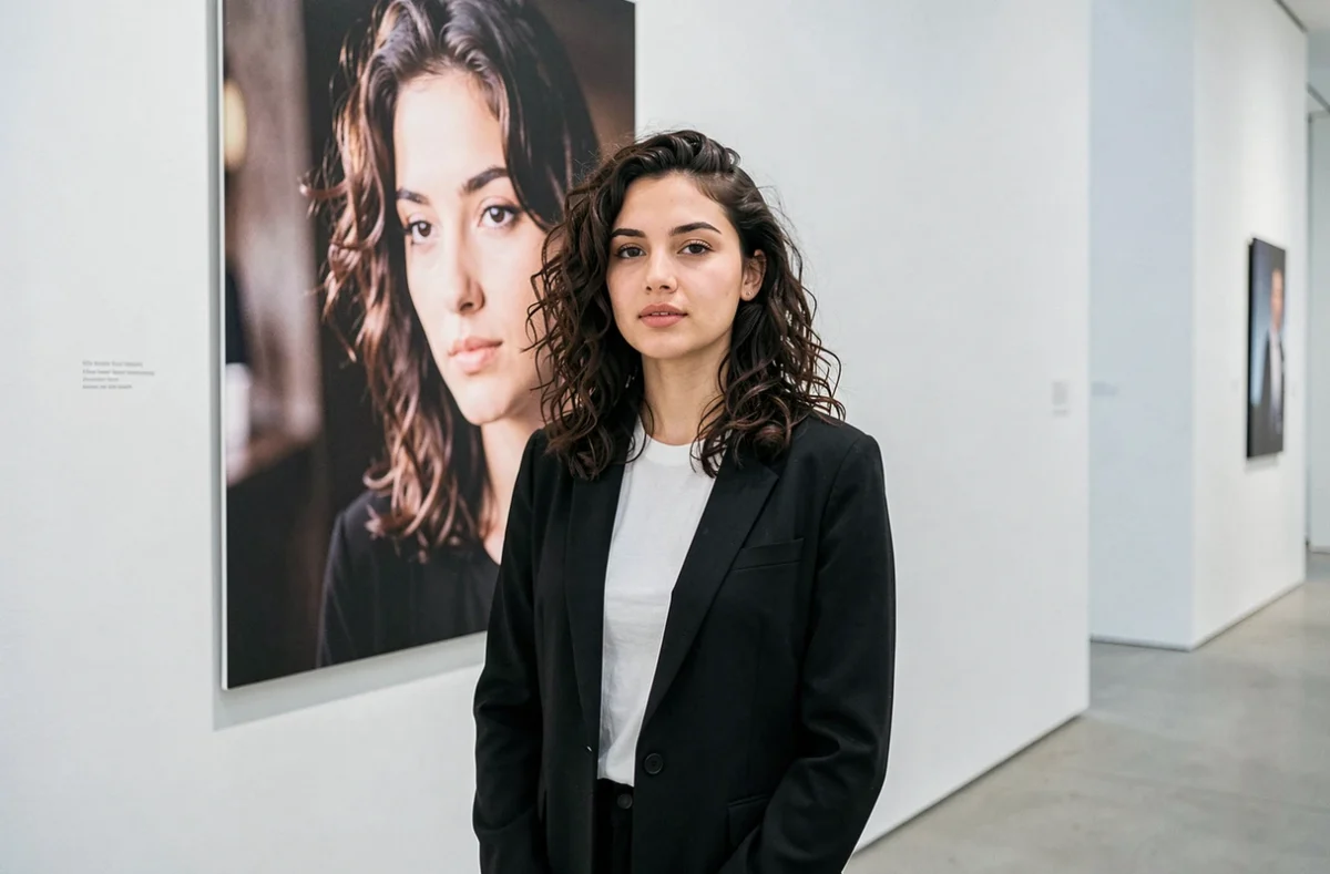 Jade Riffault artiste photographe devant une exposition dans une galerie d'art