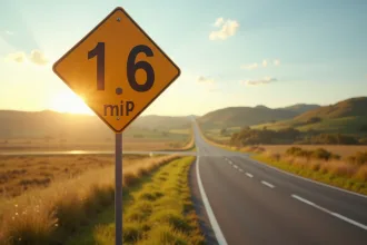 Panneau routier avec distances en miles et km en campagne