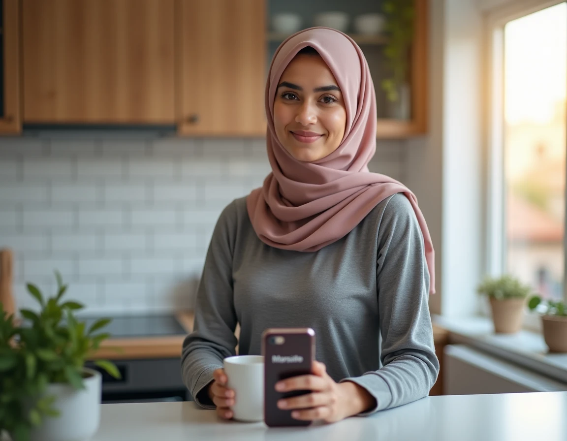 Femme recevant une notification de rappel automatique des horaires de prière à Marseille sur téléphone