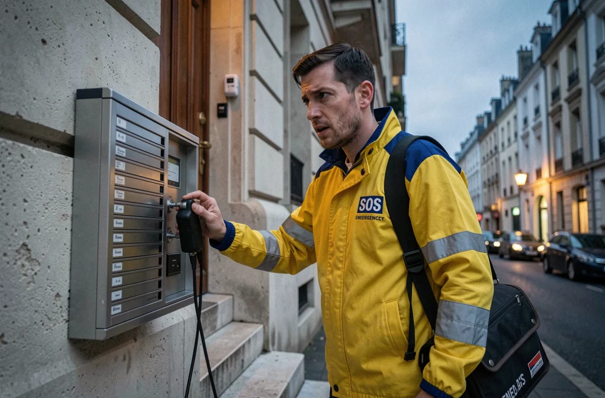 Serrurier SOS Artisan 76 arrivant en urgence devant un immeuble d'appartements à Rouen